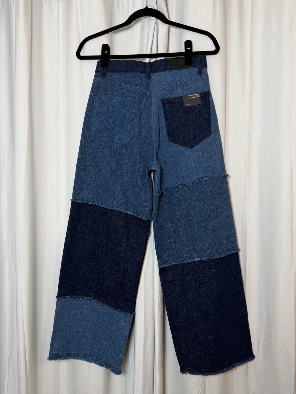 Rails Getty Crop Jeans Indigo Patchwork Wide Leg Raw Hem Womens 27 NWT - Picture 5 of 15